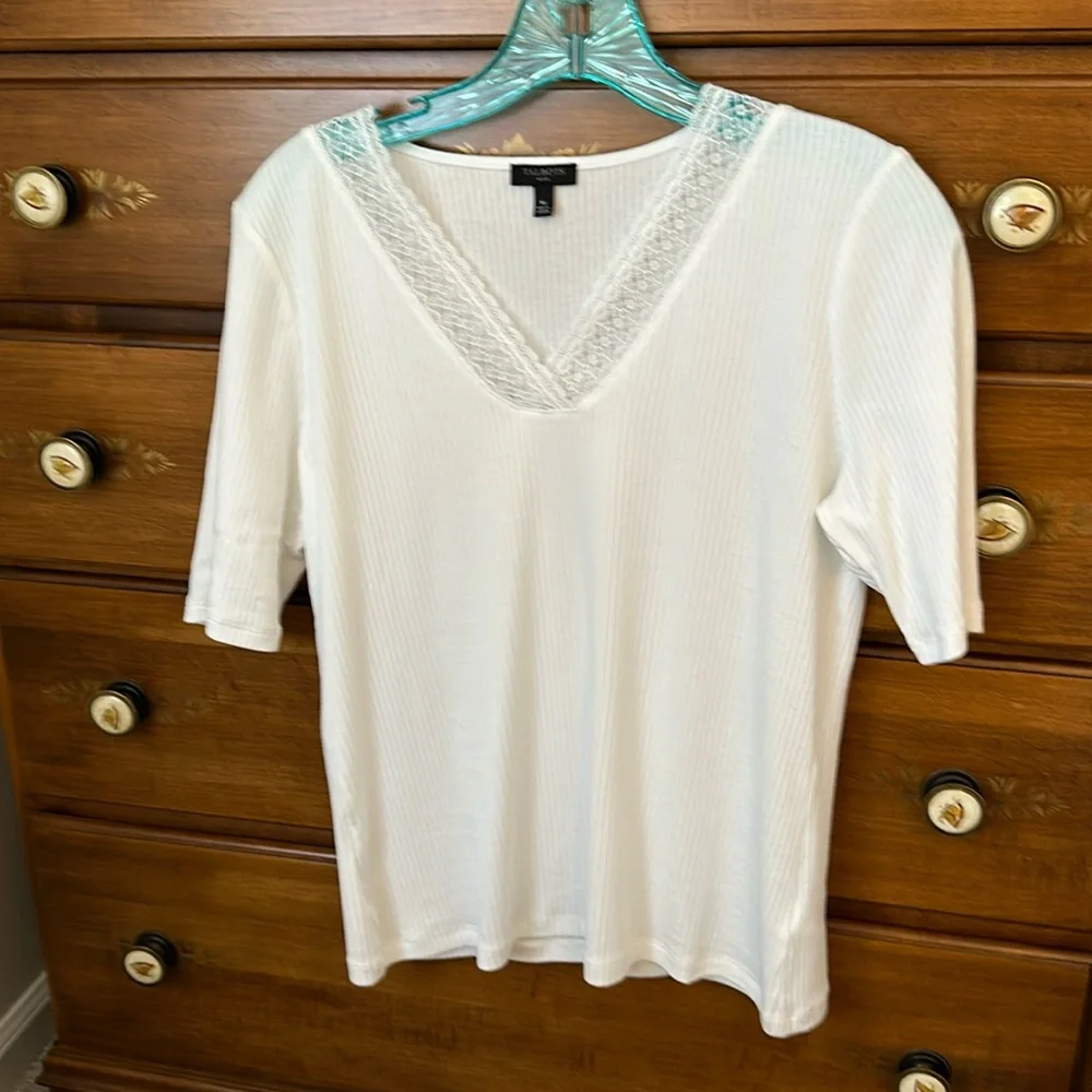 V Neck Ribbed Tee - Picture 1 of 4